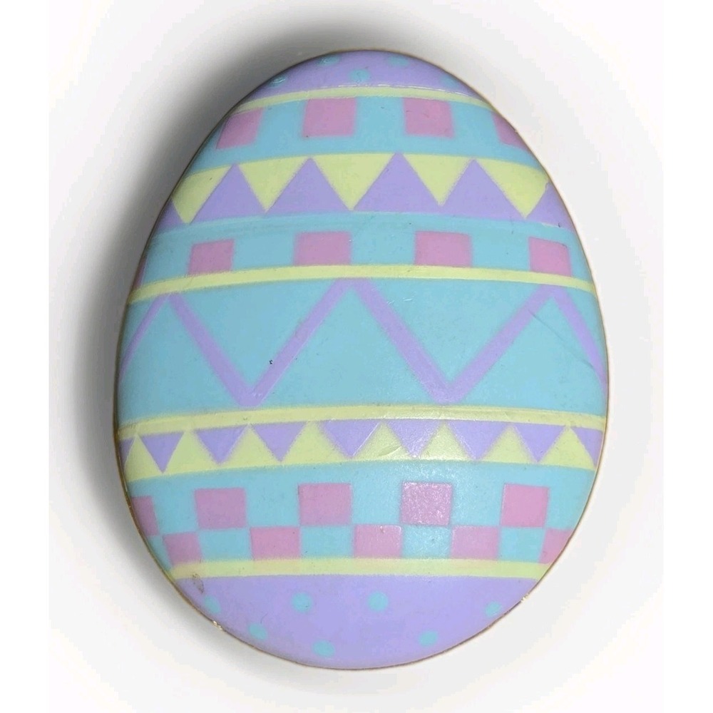 VINTAGE Hallmark Lapel Pin Brooch‎ Easter Egg 1987 Geometric Patterns Pastels